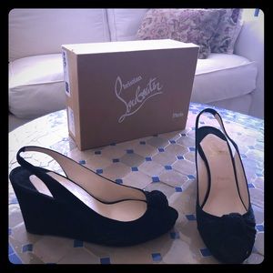 Christian Louboutin wedge peep toe shoes